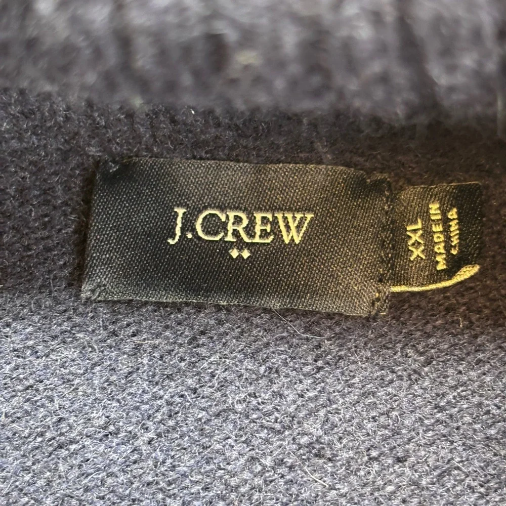 J Crew‎ Mens Navy Blue Shawl Collar 2 Button Pullover Sweater XXL Lambs Wool